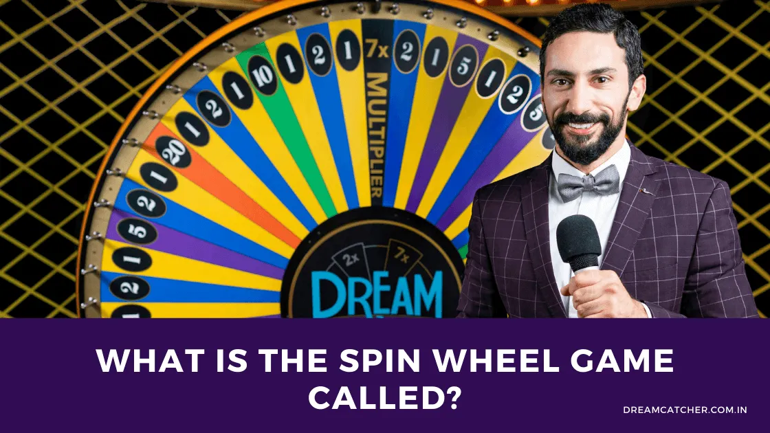 Blogs 4 Male game host standing in front of the Dream Catcher spin wheel game